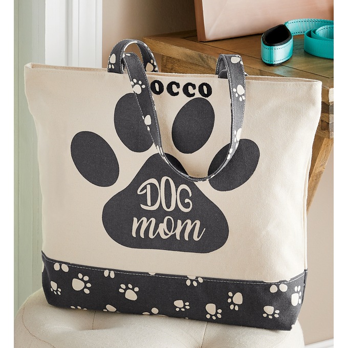 Dog Mom or Cat Mom Tote Bag, , large